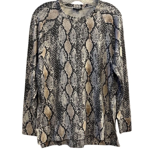 Express Women's Snake Print Long Sleeve Blouse Size S Multicolor - Picture 1 of 8
